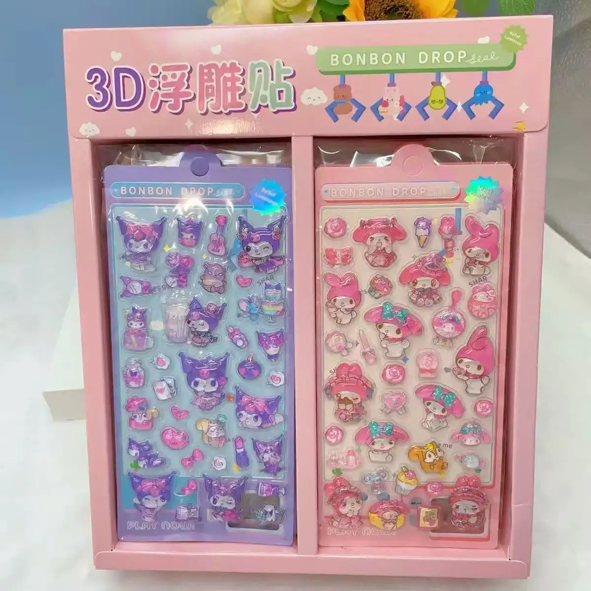 3D 헬로 키티 입체 크리스탈 스티커 DIY 창의적 장식 크레용 신짱 크리스탈 스티커 휴대폰 케이스 장식 스티커