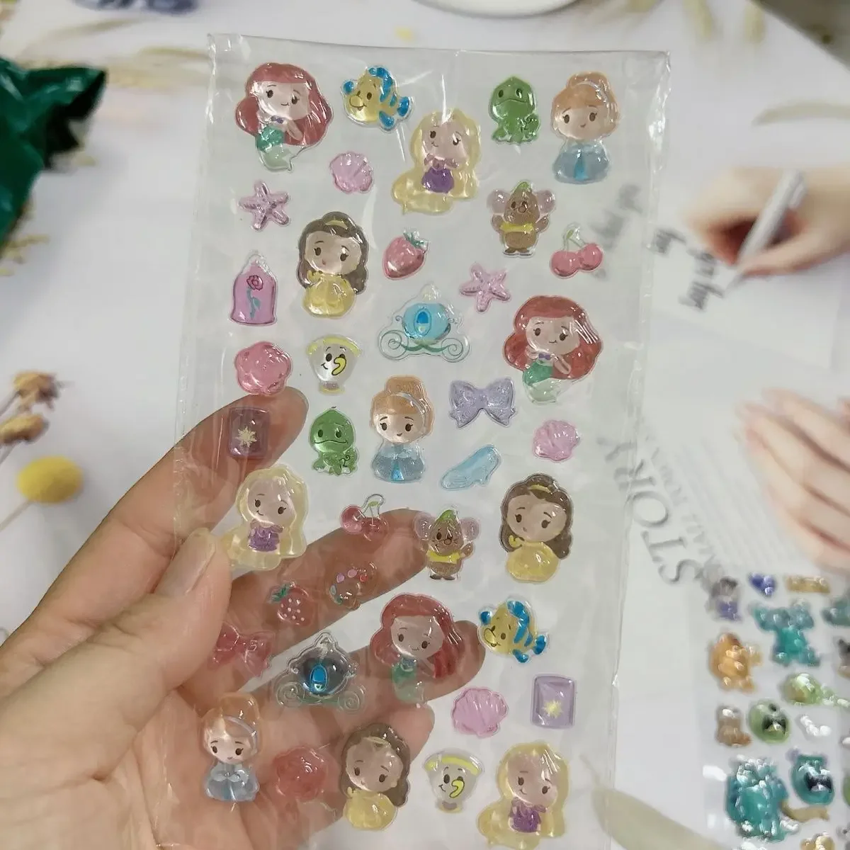 새로운 디즈니 인어 만화 3D 젤리 패치 Diy 스티커 소녀 전화 케이스 액세서리 냉장고 스티커 창의력 보상 장난감