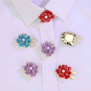 여성용 셔츠 장식용 칼라 버튼 클립 패션 쥬얼리 액세서리용 2PCS 버튼 커버 에나멜 꽃 커프링크스