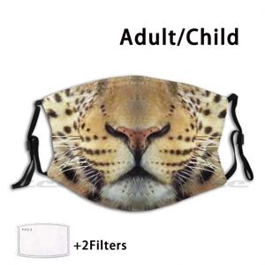 아프리카 레오파드 얼굴 사진 페이스 마스크, DIY 세척 가능 필터 Pm2.5 입 트렌드 레오파드 페이스 마스크 얼굴 레오파드 얼굴