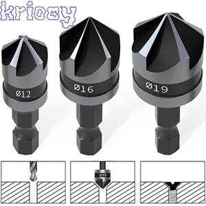 3PCS 육각 카운터 싱크 보링 90도 카운터 싱크 드릴 비트 Woodr 금속 모따기 커터 모따기 금속 드릴링 비트 세트