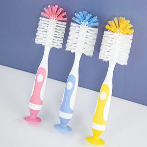 2 in 1 모자 나일론 아기 젖병 컵 청소 브러시 ​​흡입 스탠드 유형 먹이 청소 도구 세트