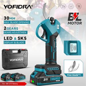 YOFIDRA 브러시리스 전기 전정 가위, 무선 과일 나무 분재 전정 가위, Makita 18V 배터리, 2 단 기어, 30mm