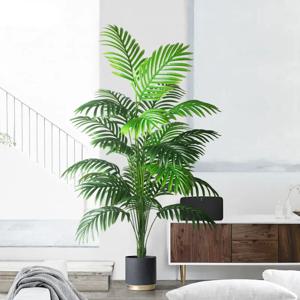 90-120cm 대형 인공 야자 나무 열대 가짜 식물 녹색 플라스틱 야자 잎 홈 정원 장식을위한 큰 Monstera 나뭇 가지