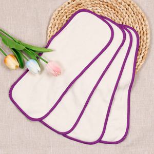 5PCS 대마 면 천 패드 3 레이어 보라색 스티치가 있는 빨 천 기저귀 삽입