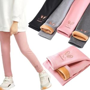 3-8 세 소녀 레깅스 아기 토끼 바지 어린이 가을 겨울 열 스타킹 어린이 양털 안감 패션 바지 캐주얼 바지