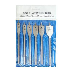 3 포인트 플랫 드릴 육각 핸들, 목공 구멍 오프너, 목재 보드 드릴링 비트 도구 세트, 자연 색상, 6 개