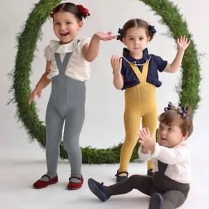 여아용 솔리드 서스펜더 스타킹, 하이 웨이스트 붕대, 크로스 스트랩 레깅스 팬티 스타킹, 용수철 가을