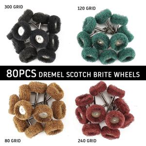 40/80 PCS 미니 드릴 연마 브러시 나일론 섬유 연마 휠 Dremel 액세서리 도구 용 3mm 생크 유리 금속 연마