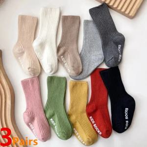 3 짝/몫 아기 양말 소년 소녀 면화 줄무늬 부드러운 양말 어린이 유아 미끄럼 방지 고무 그립 0-3 년 동안 바닥 Socken