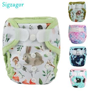 [Sigzagor] 신생아 후크 앤 루프 천 기저귀 커버 기저귀 더블 거싯 4.4-10lbs 2kg-5kg 1개