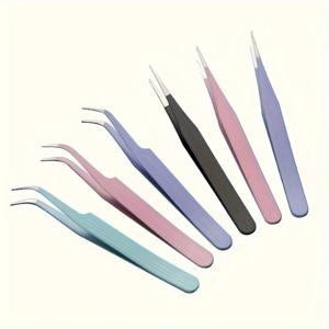 스테인레스 스틸 정밀 트위저, 컬러 스크랩북, 직선 및 곡선 헤드, 핑크, 파란색, 보라색, 흰색, Bla, 2 개