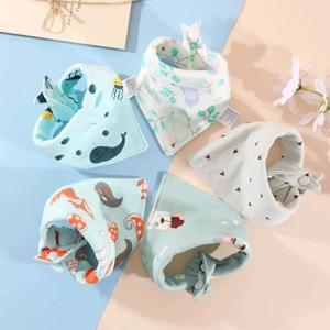 5 개/몫 아기 Bibs 면화 Bibs 만화 인쇄 타액 수건 아기 소년 소녀 Bibs 신생아 먹이 Bibs 남여 귀여운 두건 Bibs