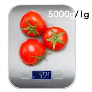 디지털 주방 저울 LED 디스플레이 5kg/1g 스테인리스 스틸 패널 전자 저울 가정용 보석 음식 간식 무게 측정 베이킹 도구
