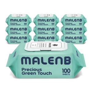 마렌비 물티슈 그린터치 100매 (10팩) 55평량 고평량 엠보싱 아기물티슈
