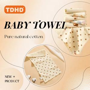 TDHD 코튼 모슬린 베이비 페이스 타올 신생아 유치원 핸드 타올을위한 긴 트림 천 유아 침 흘리는 Bibs Washcloth Baby Item