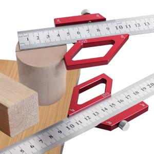 목공 강철 눈금자 위치 지정 블록, 센터 파인더 45/60/90도 각도 스크라이버 라인 마킹 게이지 눈금자 로케이터