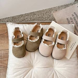 용수철 가을 어린이 플랫 슈즈, 프릴 얕은 유아 소녀 공주 신발, 소프트 후크 루프 미끄럼 방지 어린이 싱글 슈즈