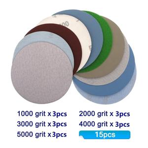 15PCS 5 인치 습식 건식 샌딩 디스크 모듬 3000-5000 그릿 샌드페이퍼 125mm 무작위 궤도 샌더 연마와 호환 가능