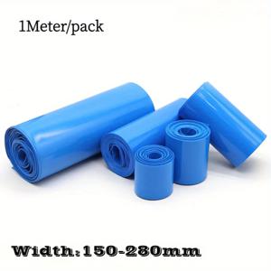 1미터 블루 18650 리포 배터리 PVC 열수축 튜브 팩 85mm ~ 300mm 폭 절연 필름 랩 리튬 케이스 케이블 슬리브 블루