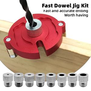 빠른 접합 Dowel Jig Kit W/3-10mm 금속 부싱 알루미늄 셀프 센터링 수직 구멍 지그 드릴 가이드 목공용 로케이터