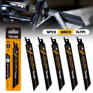 TOLESA 5PCS 중금속 절단 왕복 톱 블레이드 6in/9in 14TPI 주철 바이메탈 세이버 톱 블레이드 금속 파이프, 철근
