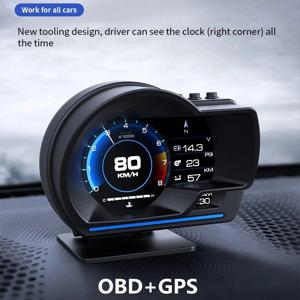 자동차 스마트 헤드업 디스플레이, OBD2 GPS 디지털 HUD 속도계, 터보 RPM 알람 헤드업 디스플레이
