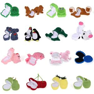 벨벳 보석 상자 주최자 귀여운 동물 결혼 반지 상자 과일 보관 케이스 귀걸이 목걸이 디스플레이 포장 선물 액세서리