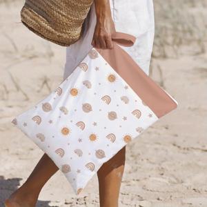 HappyFlute 1PC 휴대용 아기 기저귀 가방 인쇄 방수 습식 건식 기저귀 핸드백 유모차 운반 팩 주머니가있는 여행 Wetbag