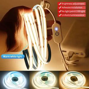 COB 스트립 조명 터치 조광기, USB 유연한 다이오드 테이프 리본, 주방 차고 DIY TV 거울, PC 백라이트 벽 장식 조명, 5V