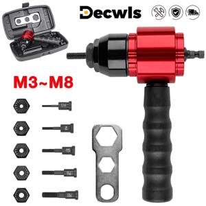 M3, M4, M5, M6, M8 가정용 너트 리벳팅기, 전동 리벳 너트 건 변환기, 산업용 DIY 플러그인 퀵 리벳팅 공구 (전동 드릴용)