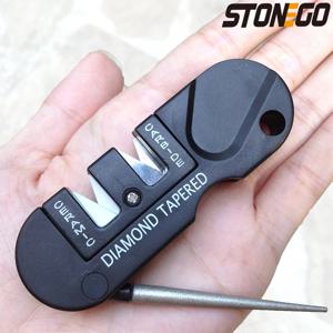 STONEGO 4-in-1 휴대용 접이식 칼 숫돌 - 야외 및 주방용 세라믹, 카바이드, 다이아몬드 스톤