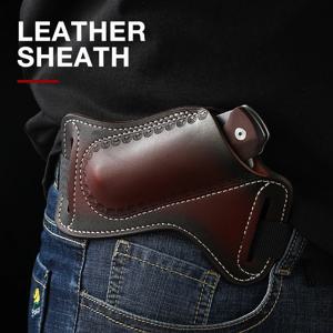 빈티지 가죽 벨트 커버, 아웃도어 도구, 접이식 칼, 미니 포켓, 칼 가방 홀더, 소가죽 칼집, EDC 수납 홀스터