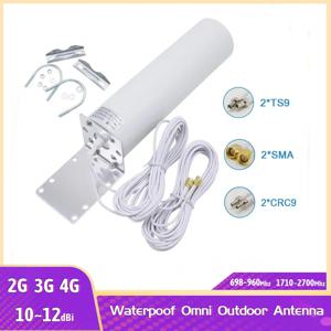 고이득 10 ~ 12dBi 2G 3G 4G LTE 옴니 안테나, 방수 SMA TS9 외부 천장 5m 케이블, 698-2700MHz 실내 실외 안테나