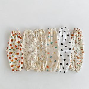 아동용 모기 방지 바지, 여아용 꽃무늬 바지, 느슨한 캐주얼 아기 하렘 바지, 여름 새로운 스타일, 9 m-6y 2024