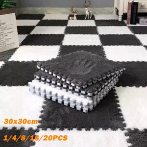 부드러운 플러시 따뜻한 카펫 아기 놀이 매트 아기 침실 패치 워크 카펫 EVA 폼 연동 스포츠 바닥 타일 아기 따뜻한 게임 매트