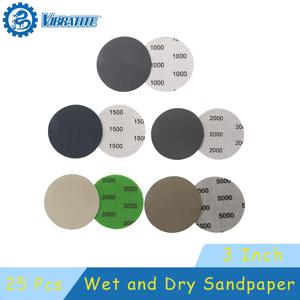 3인치 습식 및 건식 사포 25개 모듬 1000/1500/2000/3000/5000 연마 및 샌딩 차체용 후크 및 루프