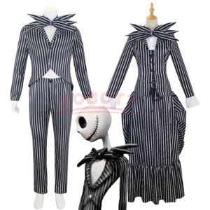 성인용 애니메이션 잭 스켈링턴 코스프레 코스튬, 크리스마스 전 악몽, 잭 유니폼, 세트 할로윈 의상