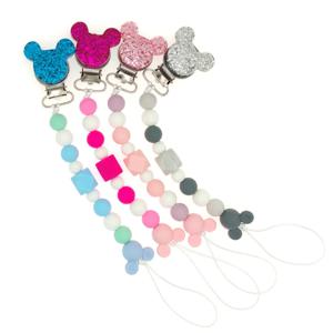 아기 젖꼭지 클립 체인 실리콘 비즈 Teether 장난감 더미 홀더 젖꼭지 체인 선물