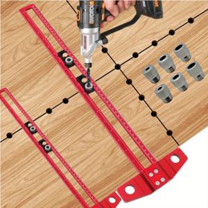 2 in 1 드릴링 포지셔닝 스코어링 눈금자, 알루미늄 합금 다목적 Dowelling Jig W- 6/8/10mm 드릴 슬리브 및 활동 블록