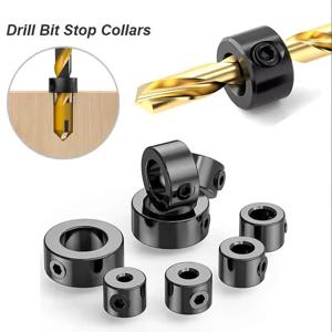 드릴 스토퍼 칼라 세트 스톱 비트 링 샤프트 제한 미터 잠금 스틸 프레스 깊이 조정 가능한 포지셔너 홀 가이드 목공 도구