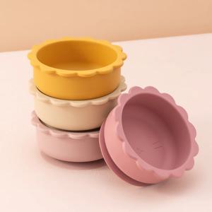 1PC 아기 실리콘 그릇 귀여운 만화 사자 모양 아기 식기 솔리드 컬러 베이비 푸드 저장 BPA 무료 흡입 아기 식사 트레이