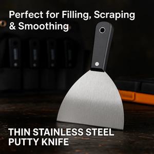 7PCS 스테인리스 스틸 퍼티 나이프 세트 유연한 드라이월 스크레이퍼 스패클 도구 부드러운 그립 핸들 벽 수리 페인팅 플라스터링용