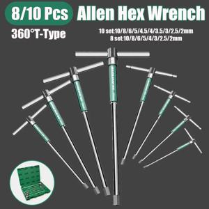 8/10개 토르크 스크류드라이버 세트 T형 육각 렌치 크롬 스패너 T-소켓 렌치 수공구 T/L 2/2.5/3/3.5/4/4.5/5/6/8/10MM