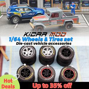 1/64 14mm 고무 타이어 타이어 밴드 문자 및 다이캐스트 자동차 바퀴 1:64 오프로드용 픽업 트럭 전용, 대형 세단(1 세트)