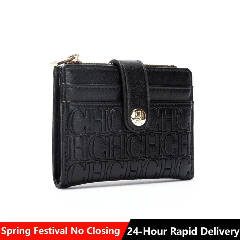 럭셔리 브랜드 클래식 레트로 스퀘어 디자인 카드 케이스 패션 버튼 클래식 접이식 머니 클립 컴팩트 경량 럭셔리 여성