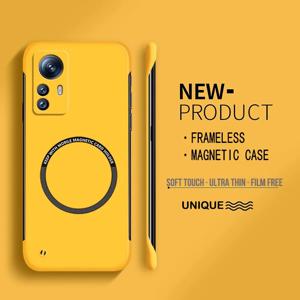 Magsafe Xiaomi Mi 13 13T 12 12T 11 Lite 11T 10 10T Pro 매트 컬러 커버 용 초박형 하드 PC 자기 프레임리스 전화 케이스