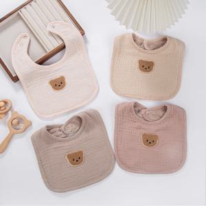 귀여운 곰 모슬린 코튼 베이비 턱받이 타액 수건 U-흡수성 주머니 한국 어린이 키즈 소년 소녀 Bandanas 먹이 트림 옷
