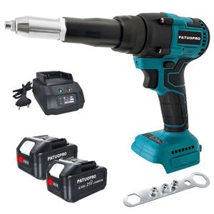 PATUOPRO 브러시리스 전기 리베 터 건 무선 5.0mm 가정용 전동 공구 Makita 18V 배터리 용 LED 조명이있는 스크루 드라이버