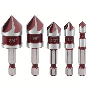 5 플루트 금속 M35 코발트 카운터싱크 드릴 비트 세트 82 °   5개 1/4